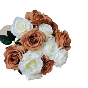 Искусственный букет из шелковых искусственных цветов, центральные части, белые и красные розы, Выглядят действительно, быстрая доставка, свадебное украшение