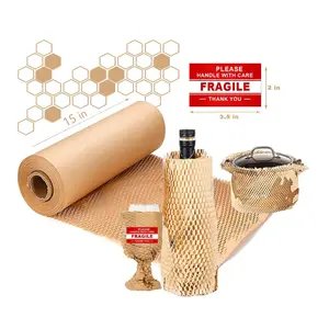 <span class=keywords><strong>Papier</strong></span> d'emballage en nid d'abeille 15 "Alternative durable à la <span class=keywords><strong>bulle</strong></span> pour le déplacement/expédition/<span class=keywords><strong>rouleau</strong></span> d'emballage avec 20 Fragile St - Product Image 1