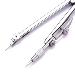 Ensemble de compas de géométrie en métal argenté professionnel pour les élèves, étui à crayons personnalisé avec logo, 12x4x3cm - Product Image 3