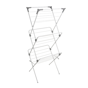 Commercio all'ingrosso della fabbrica 15M 3 livelli pieghevole lavanderia Airer balcone bagno metallo appendiabiti stendibiancheria cavallo stendino