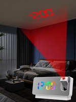 Horloge numérique avec projecteur laser avec lumière de bureau Grand réveil LED Projection sur horloge murale de plafond