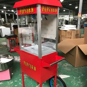 Mesin popcorn industri antik kustomisasi grosir mesin popcorn besar dengan roda