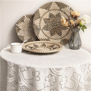 Paniers muraux Boho <span class=keywords><strong>en</strong></span> macramé plat tissé, ensemble de 3 paniers <span class=keywords><strong>en</strong></span> rotin et <span class=keywords><strong>osier</strong></span>, décoration de jacinthe d'eau suspendue à la main africaine - Product Image 5