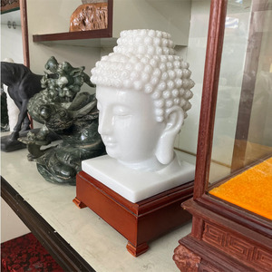 Nouveau Design <span class=keywords><strong>de</strong></span> décoration <span class=keywords><strong>de</strong></span> <span class=keywords><strong>jardin</strong></span> Zen extérieur, grande Statue <span class=keywords><strong>de</strong></span> <span class=keywords><strong>tête</strong></span> <span class=keywords><strong>de</strong></span> <span class=keywords><strong>bouddha</strong></span> sculptée <span class=keywords><strong>en</strong></span> <span class=keywords><strong>pierre</strong></span> <span class=keywords><strong>de</strong></span> marbre blanc naturel - Product Image 2