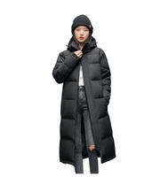 Manteau d'hiver unisexe décontracté à capuche, long jusqu'aux genoux, épais, avec fermeture éclair, respirant, pour les amoureux