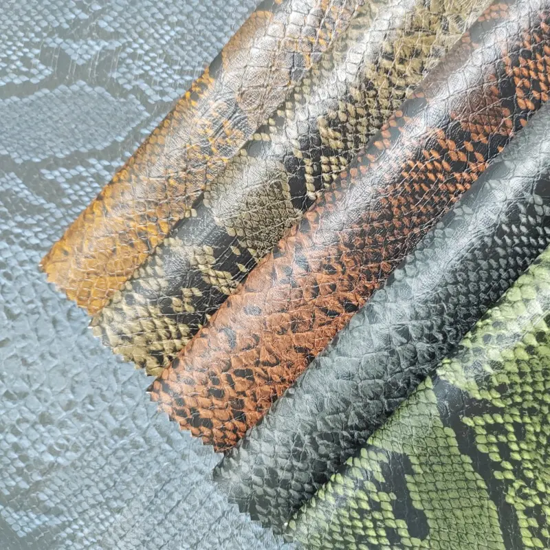 Синтетическая кожаная ткань змея дизайн для одежды, змеиная кожа синтетическая кожа для одежды
