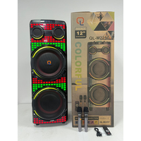 Système audio sans fil portable en plastique, 2x 12 pouces, basses et tweeters, lecteur de musique, lumière RGB, micro, 150W de puissance, enceinte sonore pour fête