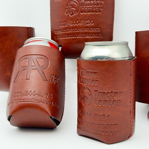 Support de canette personnalisé en cuir avec logo sur mesure pour mariage, refroidisseur de canette de bière, support de canette 12oz, OEM - Product Image 1