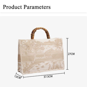 Borse Tote Personalizzate in Stile Cinese in Tela di Bambù e Cotone con Motivi Ricamati o Stampati, Ideali come Sacchetti Regalo per lo <span class=keywords><strong>Shopping</strong></span> - Product Image 4