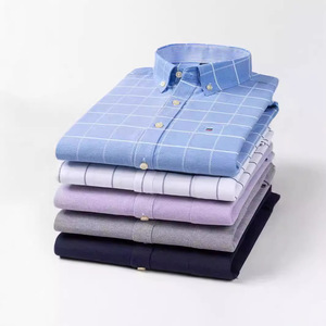 <span class=keywords><strong>Camicia</strong></span> da <span class=keywords><strong>Uomo</strong></span> Casual a Maniche Lunghe Oxford a Righe e Quadri 100% Cotone Monopetto Giovanile Ricamata in <span class=keywords><strong>Raso</strong></span> Taglie Forti per la Primavera - Product Image 4