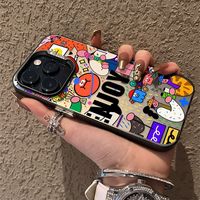Coque de téléphone abstraite multicolore pour iPhone 14 15 16 17 Pro Plus Max avec protection de l'appareil photo