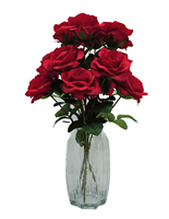Fleur de rose artificielle élégante faite à la main avec de l'eau de faux dans le vase en verre pour la décoration à la maison et de mariage