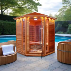 SS-450T moderne électrique 4 personnes infrarouge lointain panneau de chaleur baignoire traditionnelle froide tourmaline pierre extérieure Suana - Product Image 2