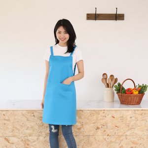 Tablier <span class=keywords><strong>de</strong></span> <span class=keywords><strong>cuisine</strong></span> pour femme en polyester 100% imperméable avec poche, logo personnalisé, livraison rapide, vente en gros à bas prix - Product Image 1