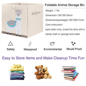 Personalizado Quadrado Oxford Pano Caixa De Armazenamento com Tampa Dobrável Funcional Design Toy Organizer para Armazenamento de Cubo Animal das Crianças - Product Image 5