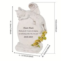 Statue commémorative de chat ange en résine personnalisable - Nom/date/citation gravable, design avec accent floral, idéal pour la décoration de jardin