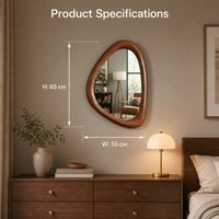 Miroir mural de forme irrégulière en forme de galet, avec cadre en bois massif de qualité supérieure, pour la décoration du salon, style naturel