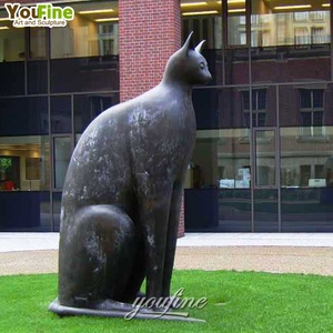 Statue de chat noir en bronze grandeur nature pour jardin, sculpture féline mystérieuse pour extérieur, décoration de jardin en fonte à <span class=keywords><strong>la</strong></span> cire perdue - Product Image 6