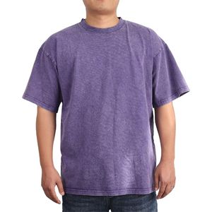 เสื้อยืดคอตตอนหนาน้ำหนักมากทรงโอเวอร์ไซส์สำหรับผู้ชาย พิมพ์ลายวินเทจ สไตล์ย้อมสีแบบแอซิดวอช ใส่สบาย พิมพ์ลายแบบวินเทจ - Product Image 2