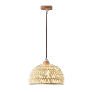 Suspension LED rétro en rotin et corde de chanvre tressée à la main, style <span class=keywords><strong>japonais</strong></span>, finition bois crème, pour chambre d'hôtel, balcon, restaurant et bar simple - Product Image 5