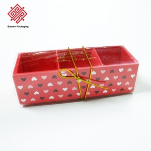 Baoren Red Heart Pattern Rigid Gift <b>Box</b> With Window Gold Ribbon Foil Printing For Valentine's Day Wholesale Food Packaging <b>Box</b> - Product Image 1
