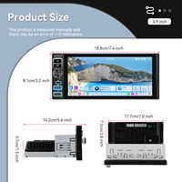 Autoradio Android Podofo Single Din 6,9'' 2+64G 1 Din avec Carplay/Android Auto sans fil, GPS, charge USB Type-C