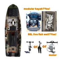 Kayak de pêche modulaire à pédales motorisé, design amovible pour la pêche en eau vive, 2 sections, PE HDPE, certifié CE, durable, écologique 1