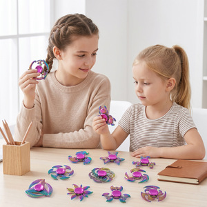 Spinner anti-stress en alliage de zinc plaqué couleur brillante, jouet de bureau pour adultes, vente en gros - Product Image 4
