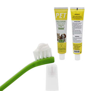 Dog Eco-Friendly Plastic <b>Toothbrush</b> Pack Long Handle <b>Headed</b> <b>Toothbrush</b> Dental Care Kit Includes Toothpaste Pet Finger Accessory - Product Image 1