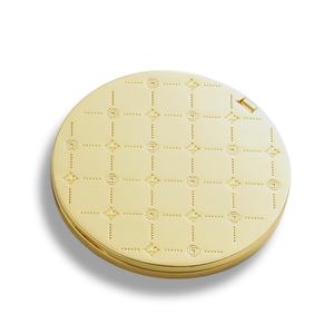 Double Side Debossed Logo Gold Color Compact Pocket <b>Mirror</b> With Green PU Pouch - Product Image 6