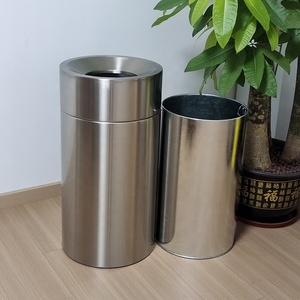 Bidone della spazzatura in metallo aperto superiore a imbuto in acciaio inossidabile per uso interno ed esterno secchio di stoccaggio - Product Image 3