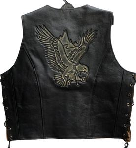 เสื้อกั๊กหนังแท้สำหรับไบเกอร์ชาย,เสื้อกั๊กนักขี่มอเตอร์ไซค์เสื้อกั๊กชายนูน - Product Image 1