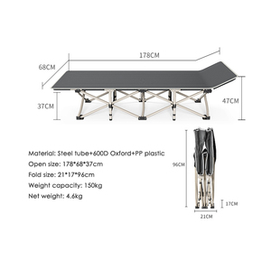 <span class=keywords><strong>Lit</strong></span> de camp pliant en métal robuste <span class=keywords><strong>lit</strong></span> de couchage extérieur de construction solide pour la plage randonnée voyage large conception respirante Style moderne - Product Image 6