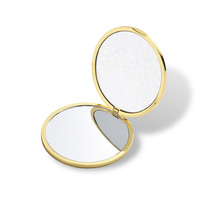 Miroir de poche personnalisé en métal doré miniature, double face, pliable, option de personnalisation, alliage de zinc, moulage sous pression personnalisé