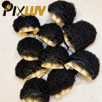 Perruques Pixie en gros, cheveux humains, bouclées afro, perruques Pixie en dentelle, couleur naturelle, perruque frontale sans colle, cheveux vietnamiens bruts