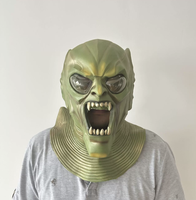 Masque de fête d'Halloween en latex vert, 14-18 ans, écologique, imprimé numériquement en 1 couleur, thème amusant et original, couvrant tout le visage