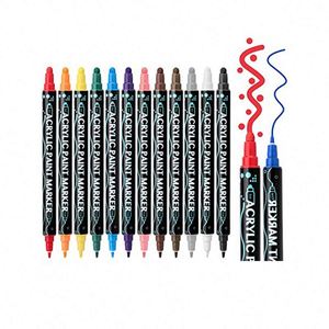 Suministros de Arte y Graffiti DIY, Marcador de Pintura Acrílica de Doble Punta Personalizado para Madera, Lienzo, Piedra, Roca, Vidrio, Superficies de Cerámica - Product Image 1