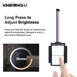 ไฟกระจกห้องน้ำ LED แบบสัมผัสขนาดเล็กปรับแต่งได้ พร้อมสวิตช์เซ็นเซอร์เหนี่ยวนำแบบสามสี/สีเดียว สีน้ำเงิน รองรับไฟฟ้า 12V/24V แบบคู่ - Product Image 5