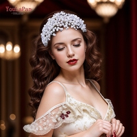 YouLaPan – coiffe de mariée blanche avec perles, accessoires de cheveux de mariage en cristal brillant, bandeau élégant pour femmes, ornements de banquet HP684