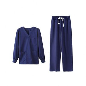 Conjuntos de Uniformes Médicos Elásticos de Poliéster y Spandex en Negro y Morado - Product Image 3