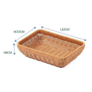 Modern El Yapımı Dikdörtgen Plastik Rattan Hasır Meyve Sepeti Ekmek Saklama Sepetleri Ev ve Mutfak - Product Image 5