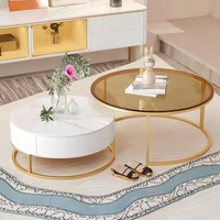 Table basse ronde moderne et luxueuse de couleur marbre Meubles de salon créatifs avec élément décoratif