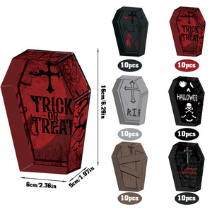 Caja de Dulces con Forma de Ataúd Estilo Gótico, Decoración de Halloween, Marca DTF, R.I.P. Cajas de Regalo de Cartón Corrugado con Separadores, Impresión Digital - Product Image 5