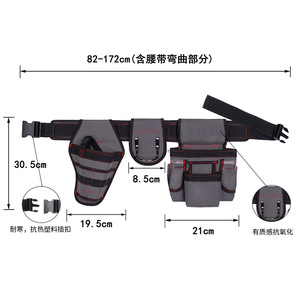 เข็มขัดเครื่องมือมืออาชีพพร้อมกระเป๋า 25-29 ช่อง สายรัดปรับได้ รับน้ำหนักได้ 200 ปอนด์ สำหรับช่างติดตั้ง - Product Image 3