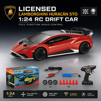 Coche de Carreras a Control Remoto Lamborghini Escala 1:24, Estilo Oficial del Equipo, Set Multipack, Estuche Exclusivo, Juguete Electrónico con Luces LED para Niños