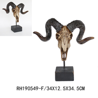 Sculpture antique en résine d'imitation rétro 3D crâne de vache statue tête d'animal sculpture tête de chèvre artisanat pour art décoration murale