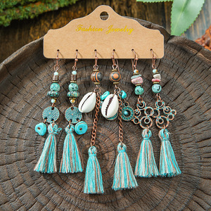 Boucles d'oreilles pendantes bohèmes en alliage plaqué bronze antique, bijoux fantaisie géométriques pour femme, idéales pour les soirées - Product Image 3