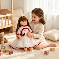 Poupée réaliste reborn de 22 pouces avec corps entièrement en vinyle, cheveux longs bruns, robe florale, visage en silicone, jouet pour enfants, cadeau pour filles