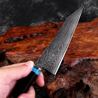 Couteau Gyuto Japonais de 5 Pouces, Tranchant comme un Rasoir, en Acier Damas à Manche Intégral, Couteau Utilitaire, Éplucheur de Fruits, Manche en Bois Tressé, Couteau de Cuisine Domestique
