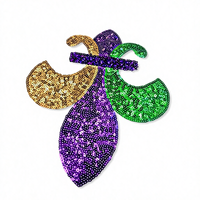 Patch en sequins pour Mardi Gras, fleur de lys, 9 pouces, pour vêtements